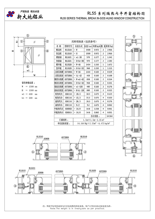 RL55系列隔热平开门窗