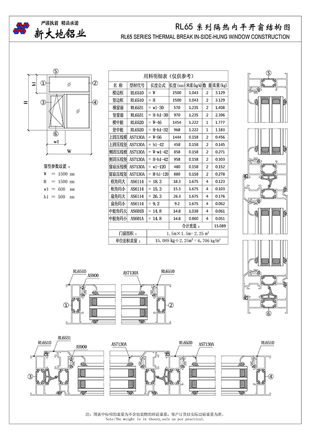 RL65系列隔热平开门窗