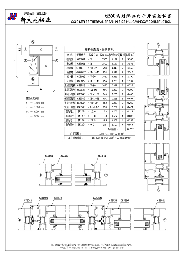 GS60系列隔热平开门窗