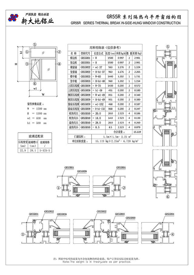 GR55R series of insulation flat window