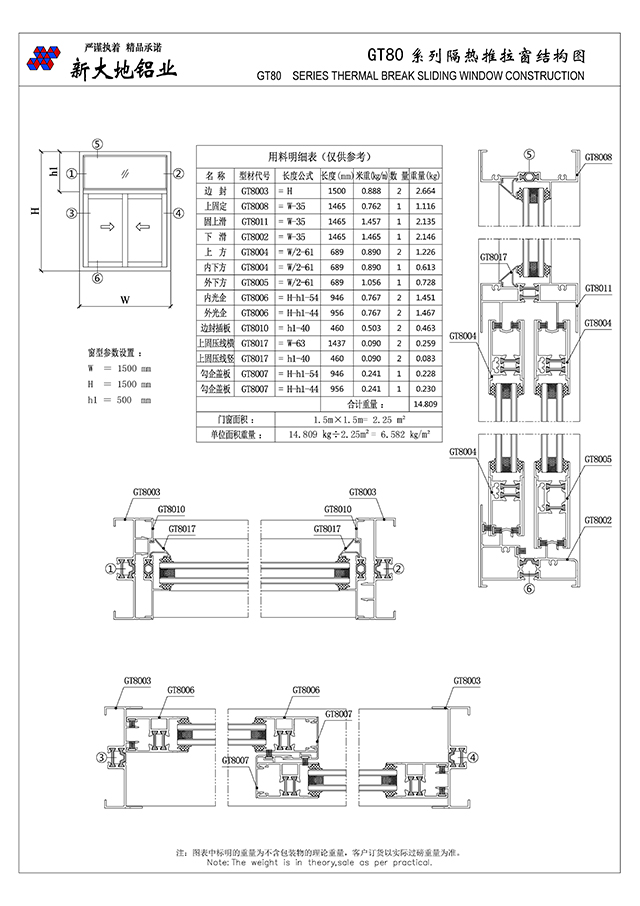 GT80系列隔热推拉窗