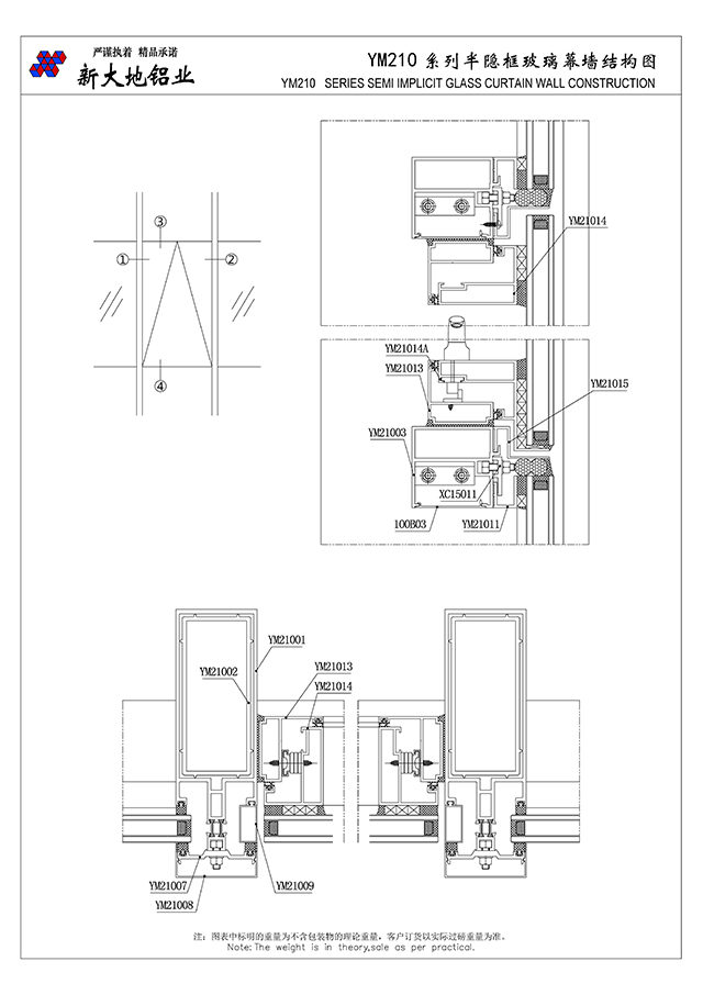 YM210&160系列半隐框玻璃幕墙