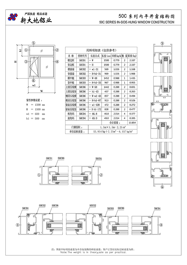 50C series of flat window